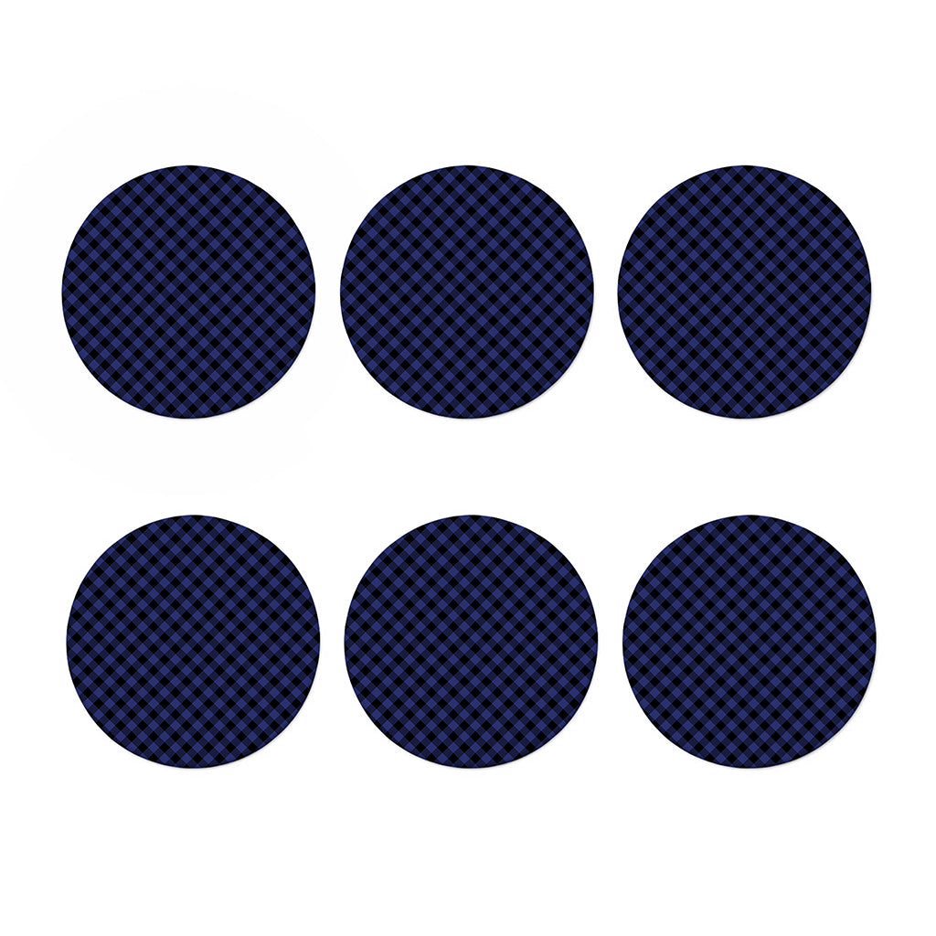 Navy And Black Buffalo Plaid Print Coaster Set