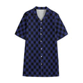 Navy And Black Buffalo Plaid Print Cotton Hawaiian Shirt