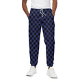 Navy And Black Buffalo Plaid Print Cotton Sweatpants