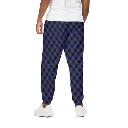 Navy And Black Buffalo Plaid Print Cotton Pants