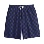 Navy And Black Buffalo Plaid Print Cotton Shorts