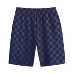Navy And Black Buffalo Plaid Print Cotton Shorts