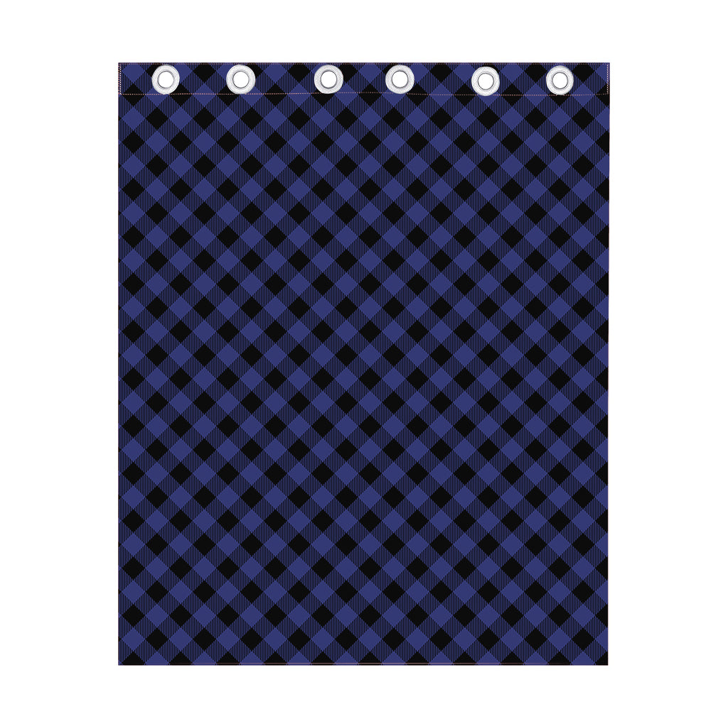 Navy And Black Buffalo Plaid Print Curtain