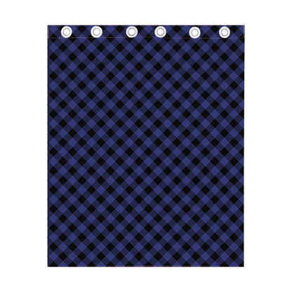 Navy And Black Buffalo Plaid Print Curtain