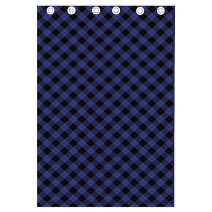 Navy And Black Buffalo Plaid Print Curtain