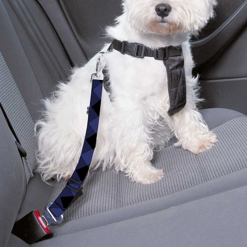 Navy And Black Buffalo Plaid Print Dog Seat Belt
