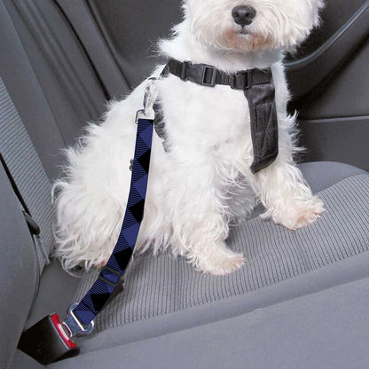 Navy And Black Buffalo Plaid Print Dog Seat Belt