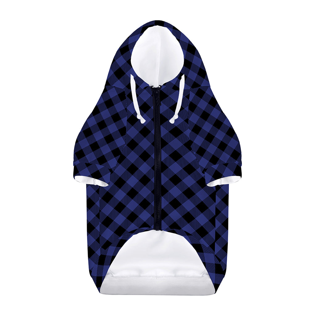 Navy And Black Buffalo Plaid Print Dog Zip Up Hoodie