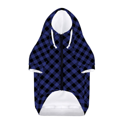 Navy And Black Buffalo Plaid Print Dog Zip Up Hoodie