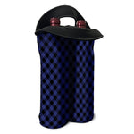 Navy And Black Buffalo Plaid Print Double Neoprene Wine Tote