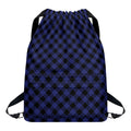 Navy And Black Buffalo Plaid Print Drawstring Backpack