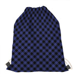 Navy And Black Buffalo Plaid Print Drawstring Bag