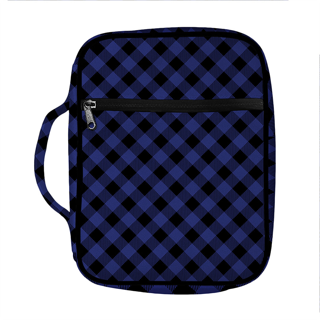 Navy And Black Buffalo Plaid Print Front Pocket Bible Bag