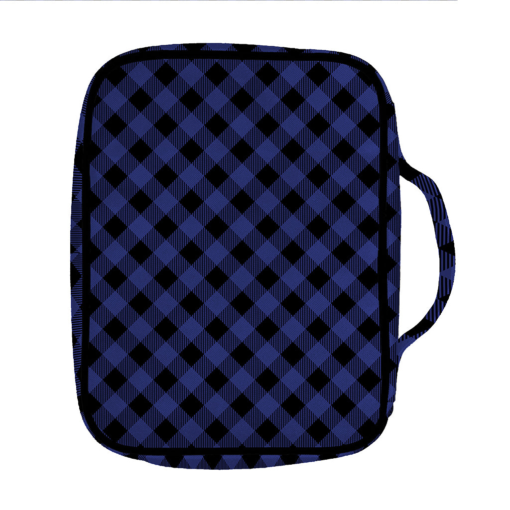 Navy And Black Buffalo Plaid Print Front Pocket Bible Bag