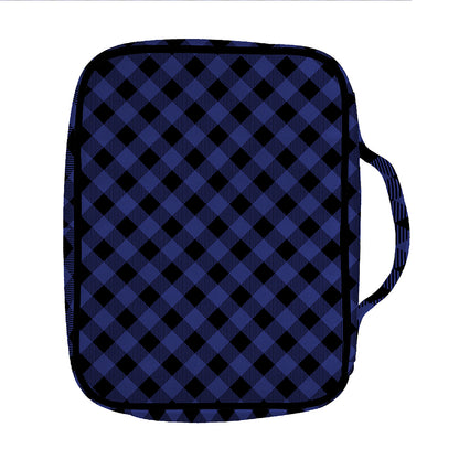Navy And Black Buffalo Plaid Print Front Pocket Bible Bag