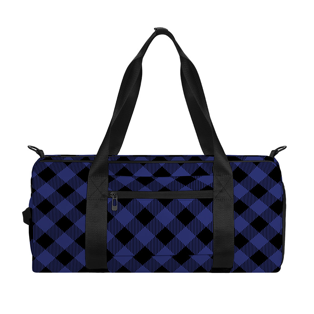 Navy And Black Buffalo Plaid Print Gym Bag