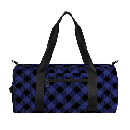 Navy And Black Buffalo Plaid Print Gym Bag