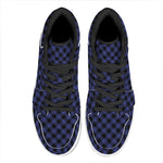 Navy And Black Buffalo Plaid Print High Top Leather Sneakers