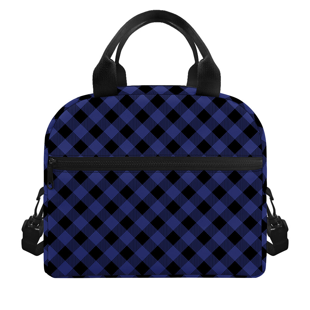 Navy And Black Buffalo Plaid Print Insulated Lunch Bag