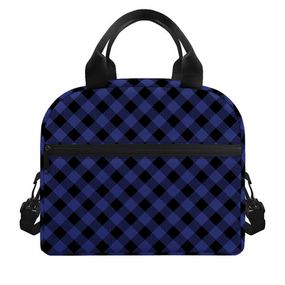 Navy And Black Buffalo Plaid Print Insulated Lunch Bag