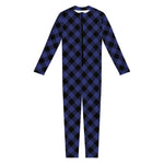 Navy And Black Buffalo Plaid Print Jumpsuit