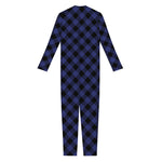 Navy And Black Buffalo Plaid Print Jumpsuit