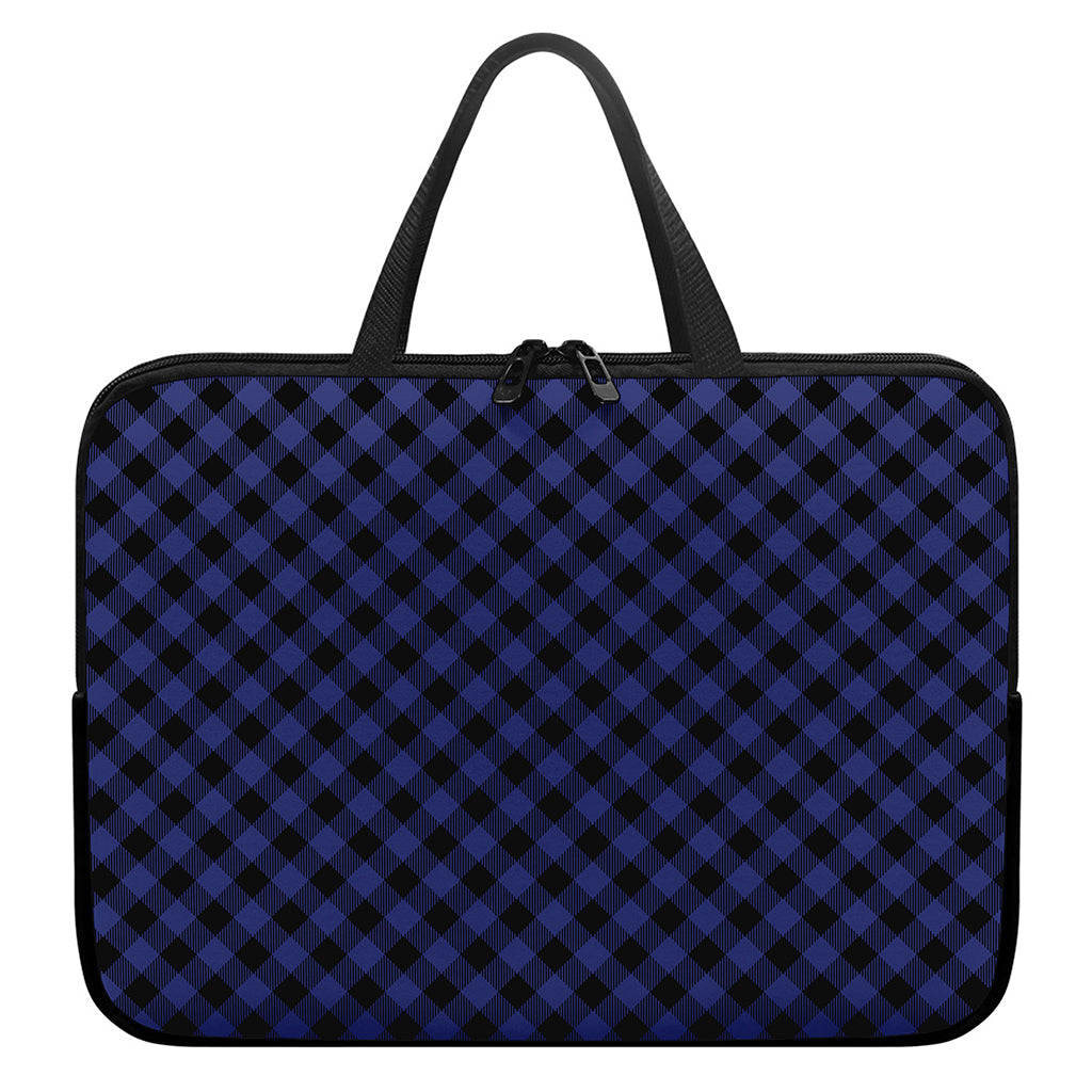 Navy And Black Buffalo Plaid Print Laptop Sleeve With Handle