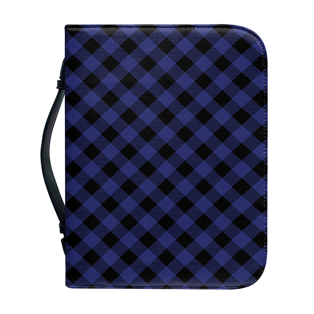 Navy And Black Buffalo Plaid Print Leather Bible Cover