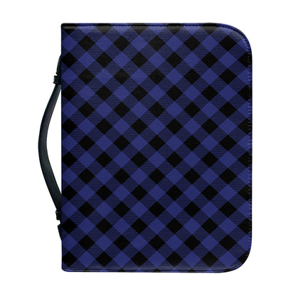 Navy And Black Buffalo Plaid Print Leather Bible Cover