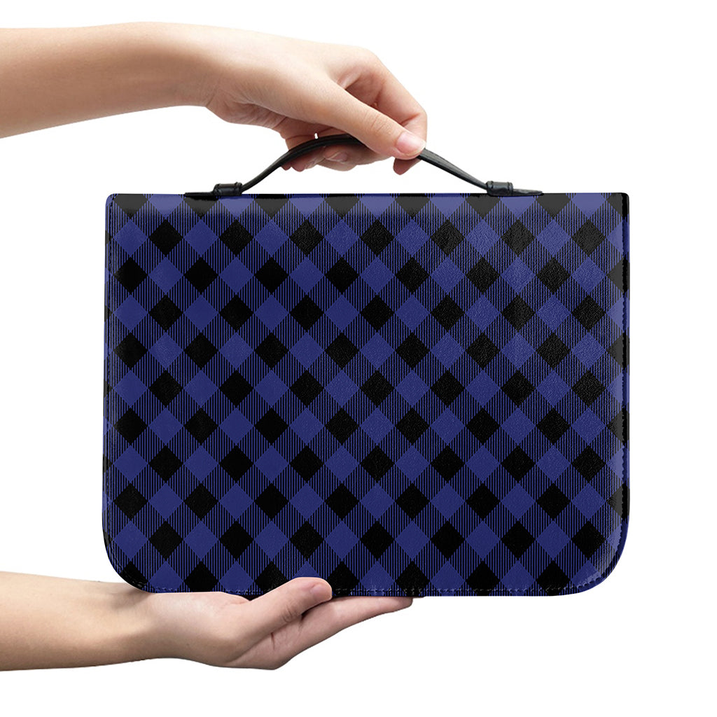Navy And Black Buffalo Plaid Print Leather Bible Cover