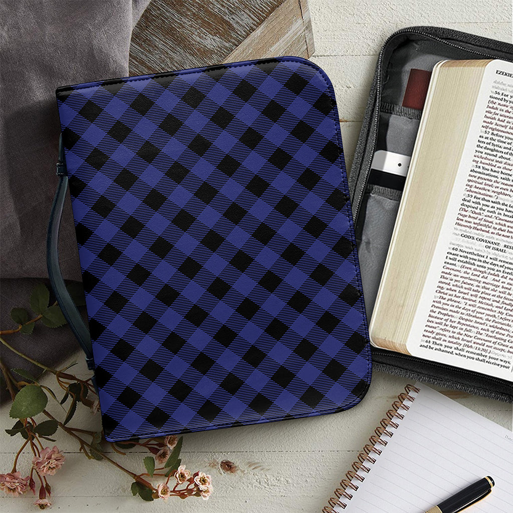 Navy And Black Buffalo Plaid Print Leather Bible Cover