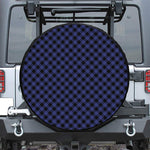 Navy And Black Buffalo Plaid Print Leather Spare Tire Cover