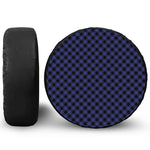 Navy And Black Buffalo Plaid Print Leather Spare Tire Cover