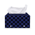 Navy And Black Buffalo Plaid Print Leather Tissue Box Cover