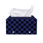 Navy And Black Buffalo Plaid Print Leather Tissue Box Cover