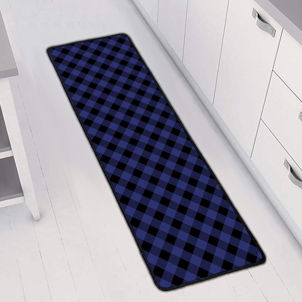 Navy And Black Buffalo Plaid Print Long Kitchen Mat
