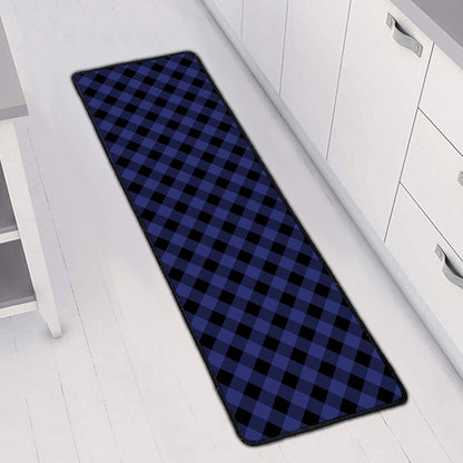 Navy And Black Buffalo Plaid Print Long Kitchen Mat