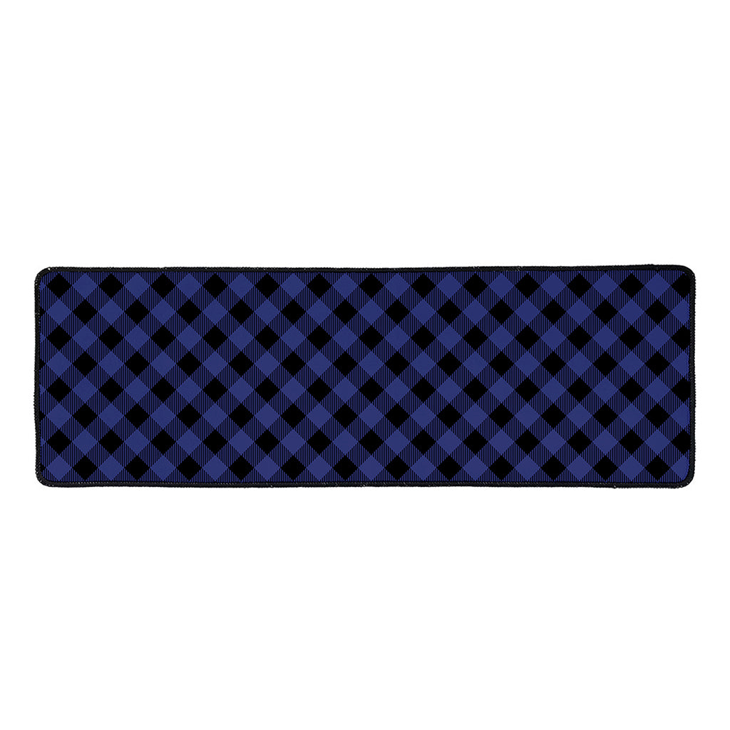 Navy And Black Buffalo Plaid Print Long Kitchen Mat