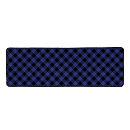 Navy And Black Buffalo Plaid Print Long Kitchen Mat