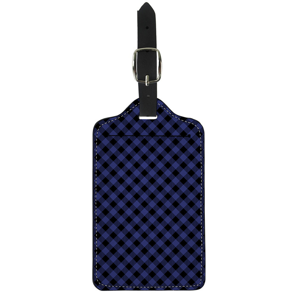 Navy And Black Buffalo Plaid Print Luggage Tag