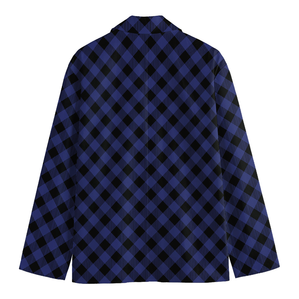 Navy And Black Buffalo Plaid Print Men's Blazer