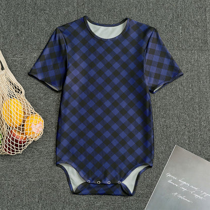 Navy And Black Buffalo Plaid Print Men's Bodysuit