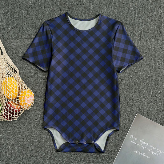 Navy And Black Buffalo Plaid Print Men's Bodysuit