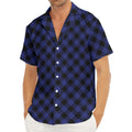 Navy And Black Buffalo Plaid Print Men's Deep V-Neck Shirt