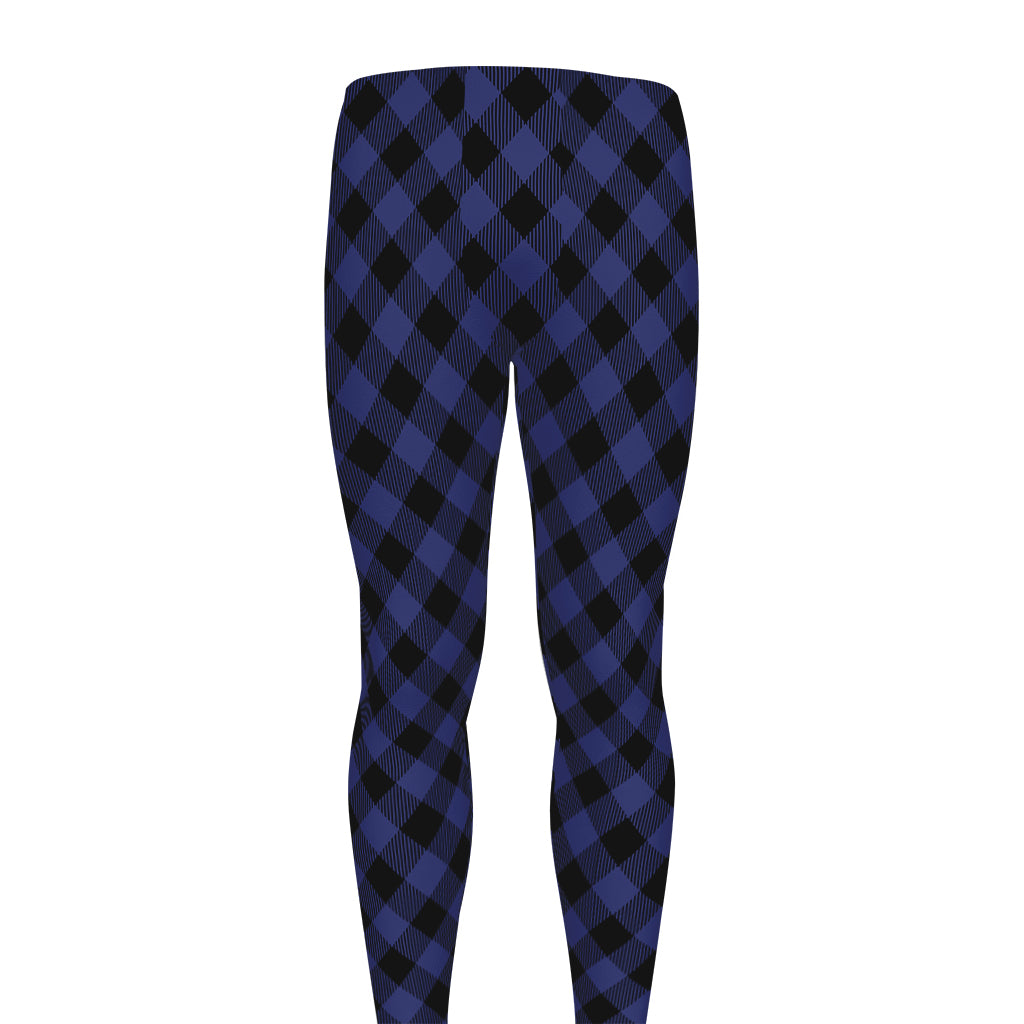 Navy And Black Buffalo Plaid Print Men's leggings