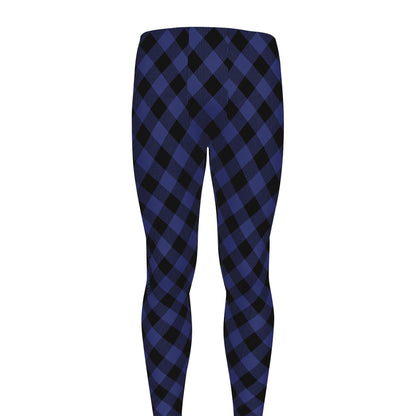 Navy And Black Buffalo Plaid Print Men's leggings