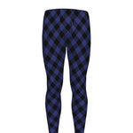 Navy And Black Buffalo Plaid Print Men's leggings