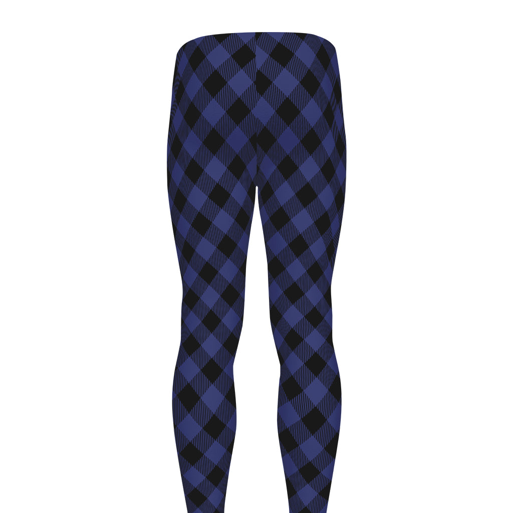 Navy And Black Buffalo Plaid Print Men's leggings