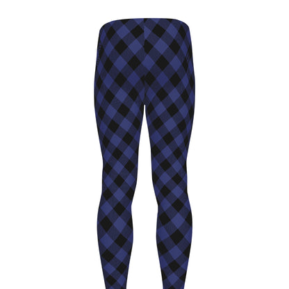 Navy And Black Buffalo Plaid Print Men's leggings