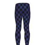 Navy And Black Buffalo Plaid Print Men's leggings